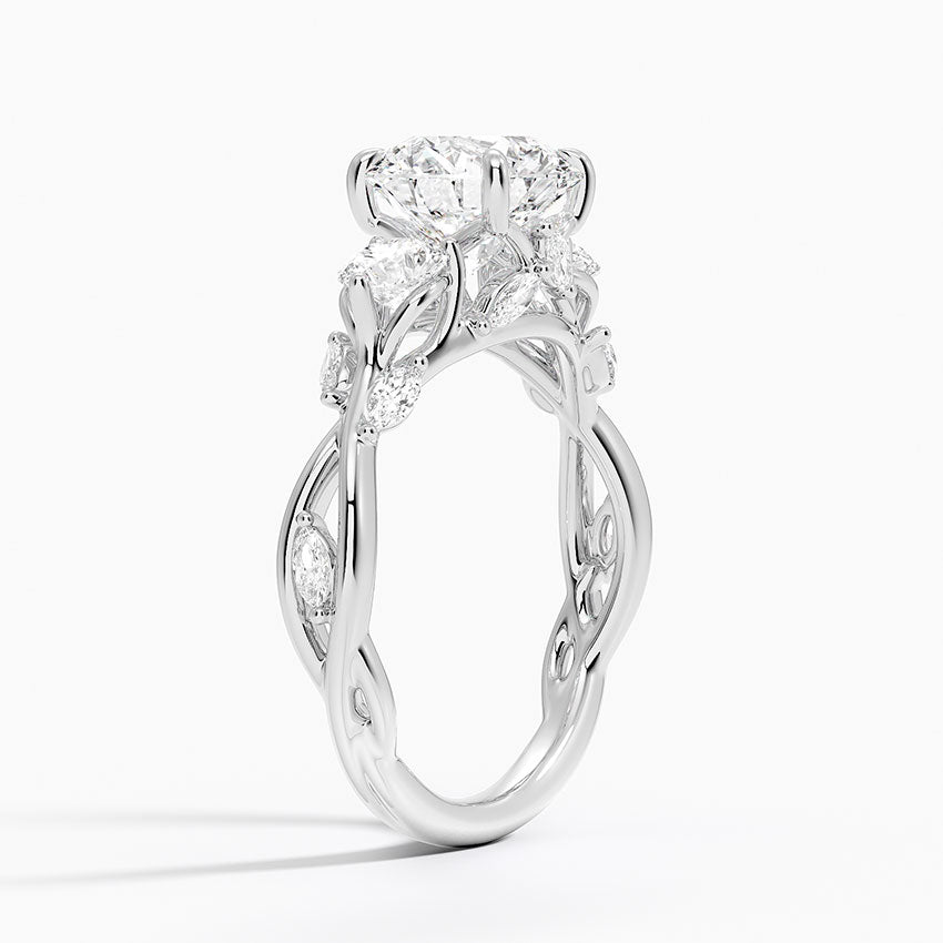 Water Lily Round lab-grown diamond ring, side1, 2 ct