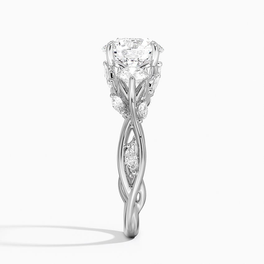 Water Lily Round lab-grown diamond ring, side2, 2 ct