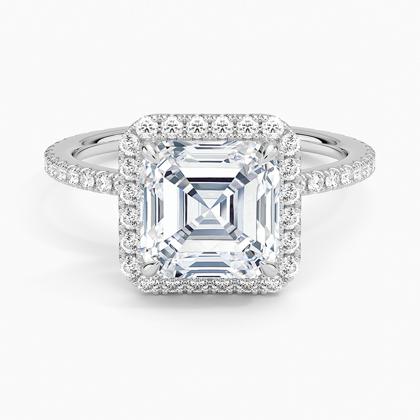 Grenada Asscher lab-grown diamond ring, top, 2 ct