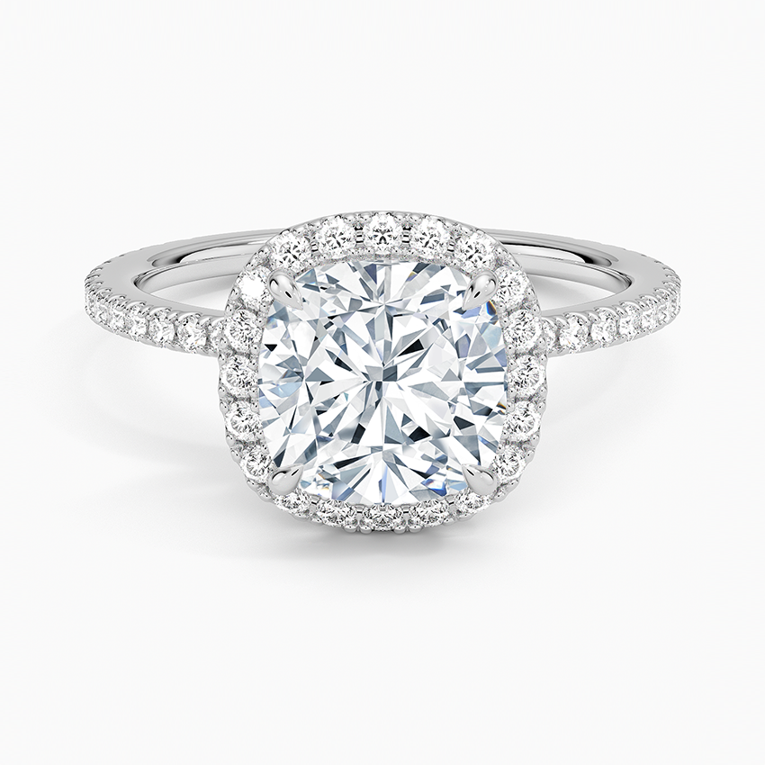Florence Cushion lab-grown diamond ring, top, 2 ct