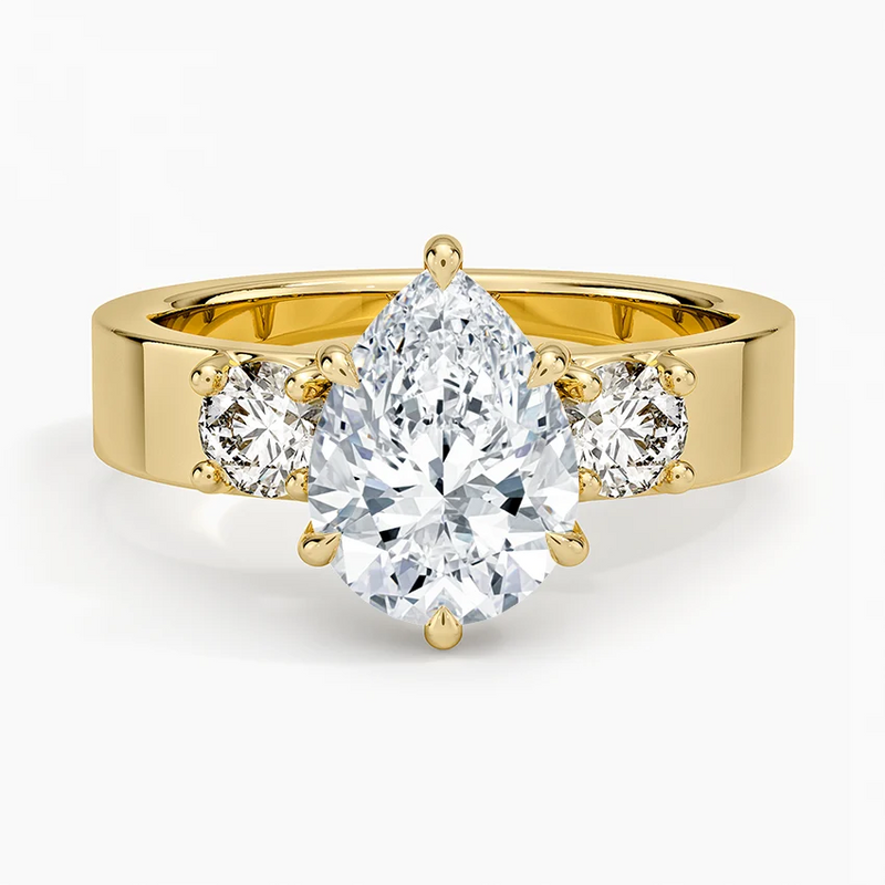 Fiona Pear lab-grown diamond ring, top view, 2 carat