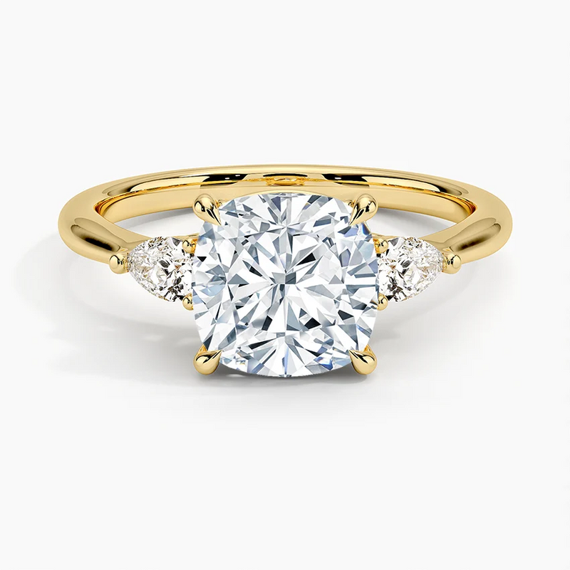 Ilana Cushion lab-grown diamond ring, top view, 2 carat