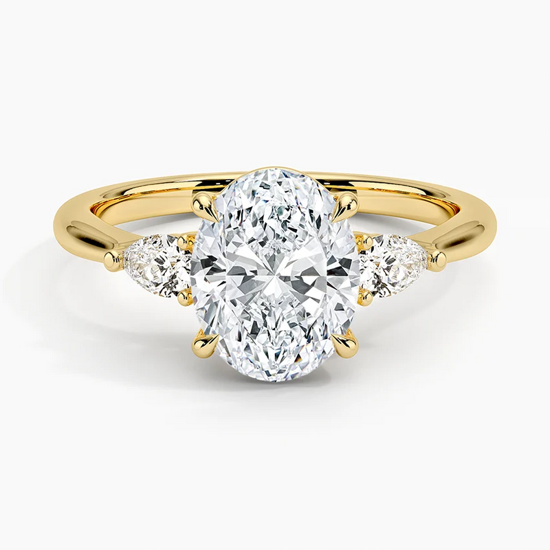 Lydia Oval lab-grown diamond ring, top view, 2 carat