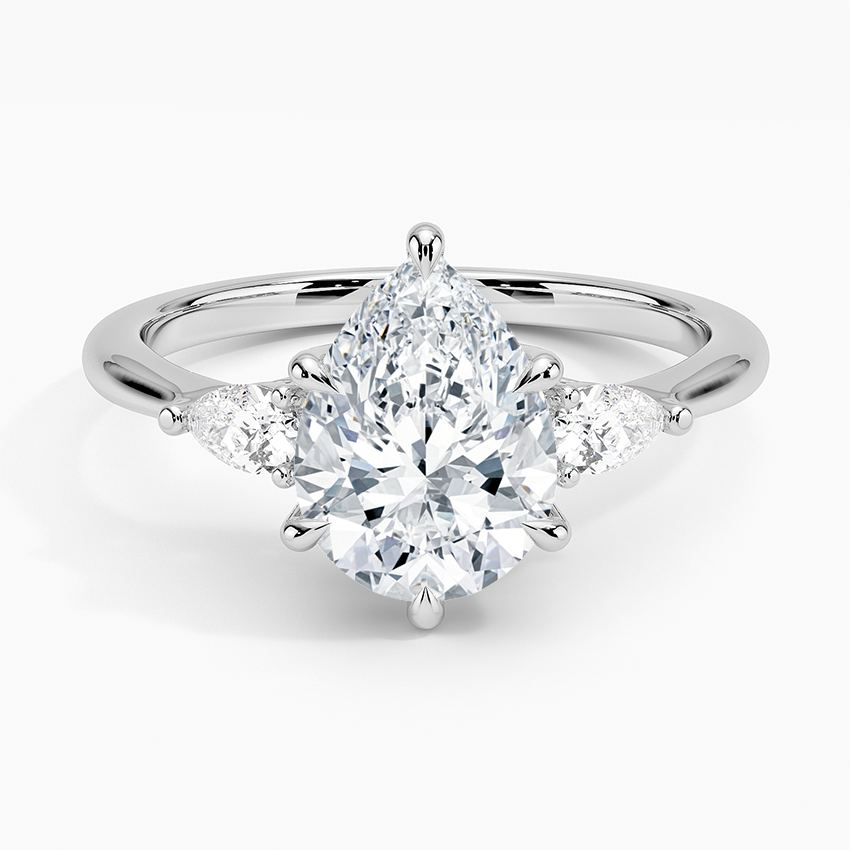 Nevis Pear lab-grown diamond ring, top, 2 ct