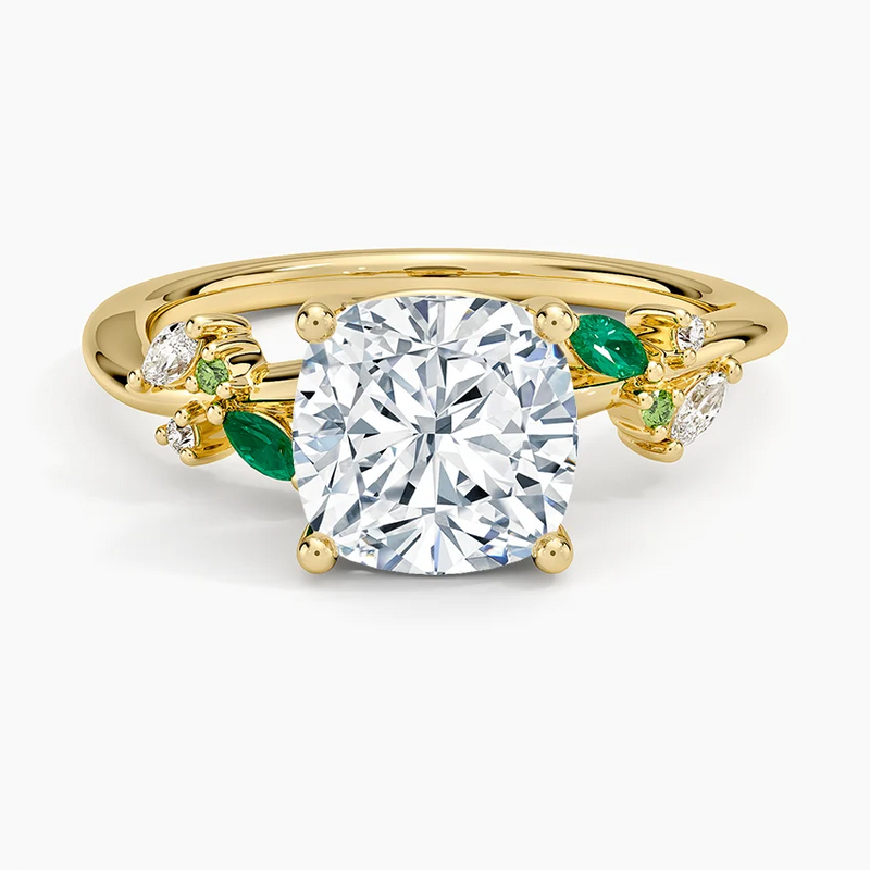 Oriana Cushion lab-grown diamond ring, top view, 2 carat