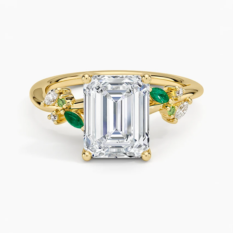 Petra Emerald lab-grown diamond ring, top view, 2 carat