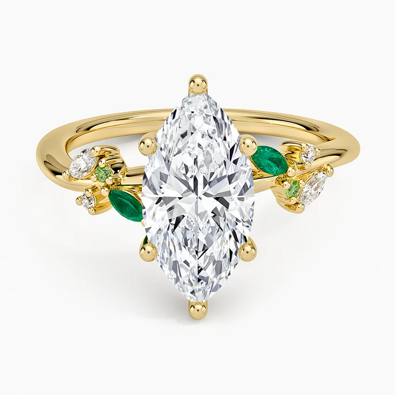 Sylvia Marquise lab-grown diamond ring, top view, 2 carat