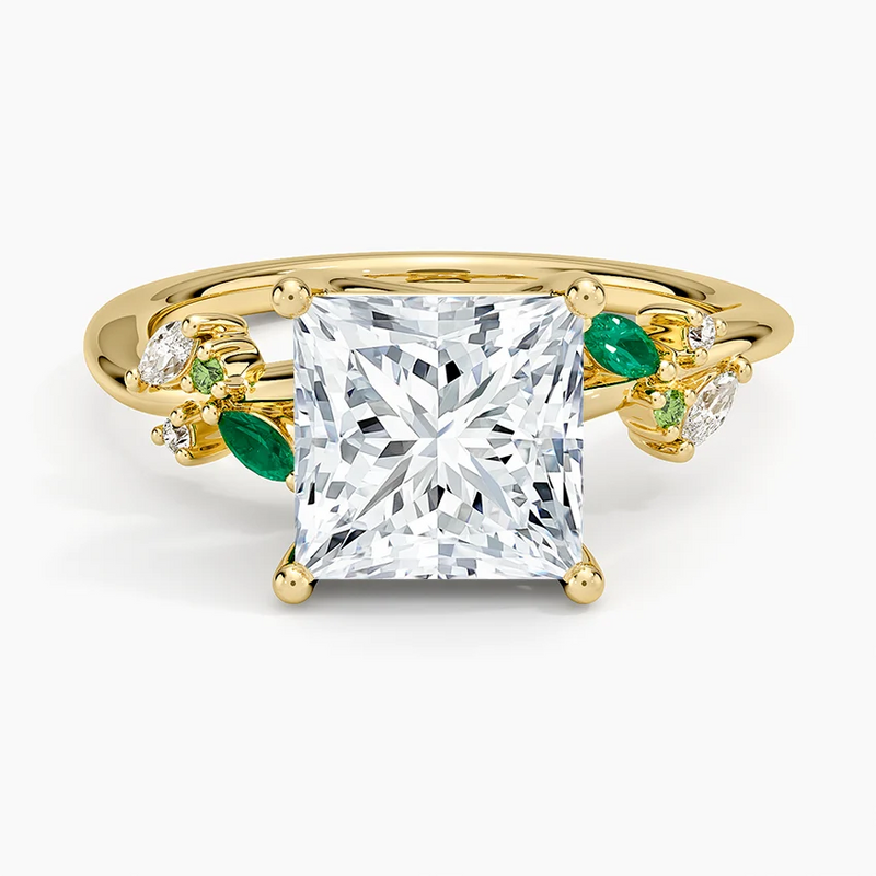 Thea Princess lab-grown diamond ring, top view, 2 carat