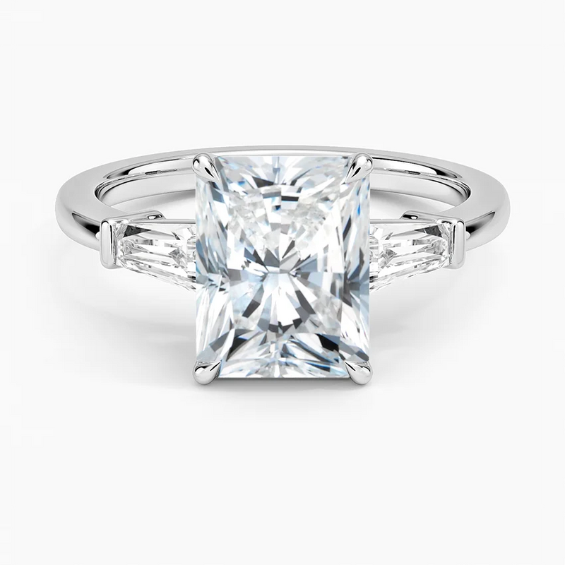 Blythe Radiant lab-grown diamond ring, top view, 2 carat