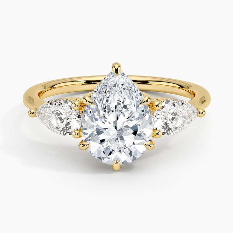 Hope Pear lab-grown diamond ring, top view, 2 carat