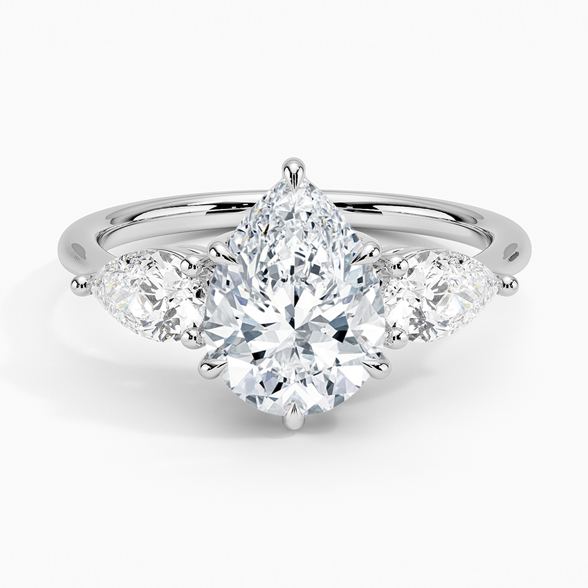 Hope Pear lab-grown diamond ring, top, 2 ct