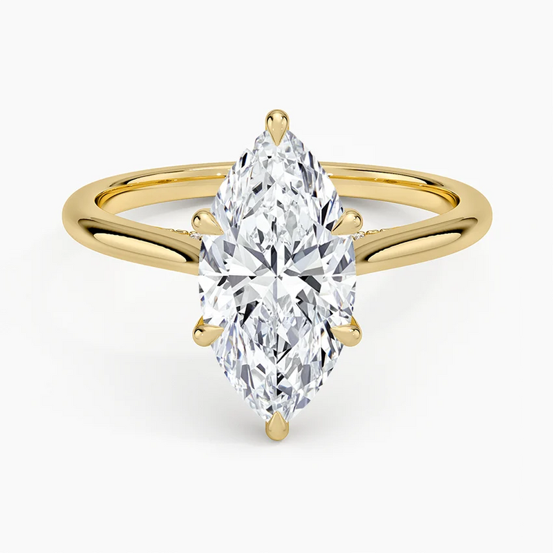 Noelle Marquise lab-grown diamond ring, top view, 2 carat