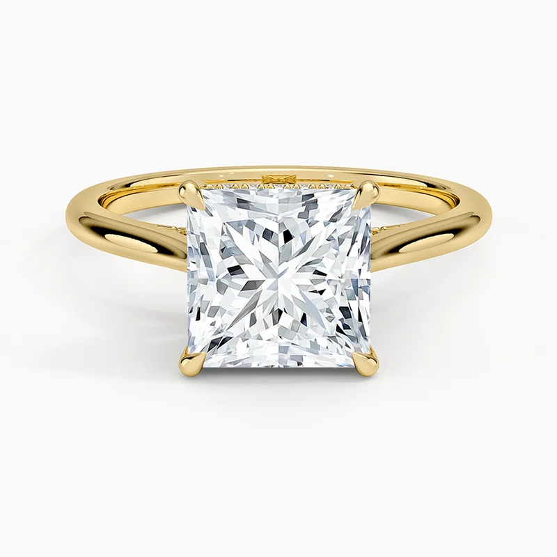 Roxanne Princess lab-grown diamond ring, top view, 2 carat