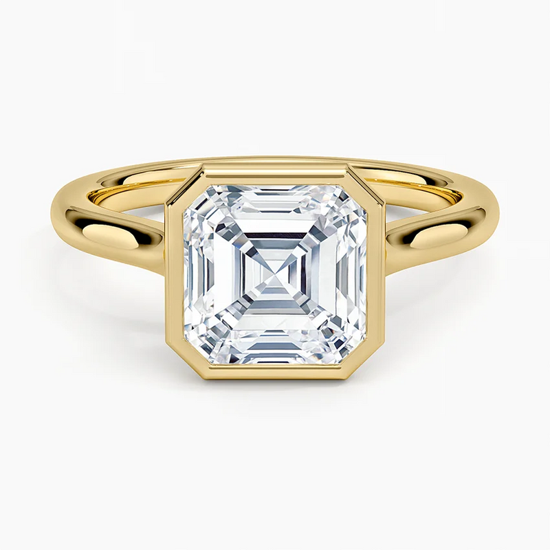 Hanalei Asscher lab-grown diamond ring, top view, 2 carat