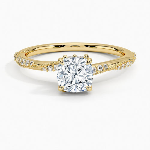 Acacia Cushion lab-grown diamond ring, top, 1 ct