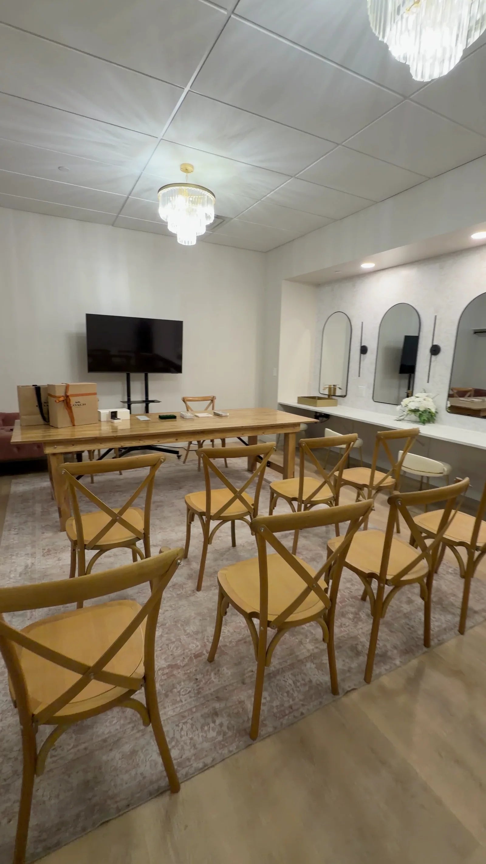 The Vale set up for Beylora's first Friday ring try-on before guests arrived